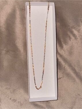 Tri-Color 925 Silver & Gold Plated Chain Necklace - Rose, Yellow & White Gold